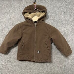 BERNE Kids Workwear Brown Sherpa Lined Hooded Jacket Size 3T